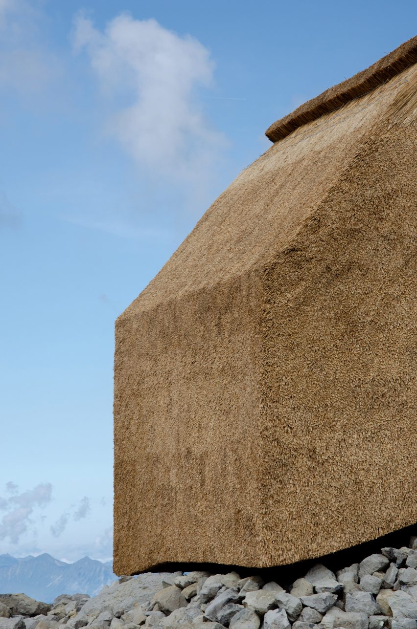Thatched side of alpine hut