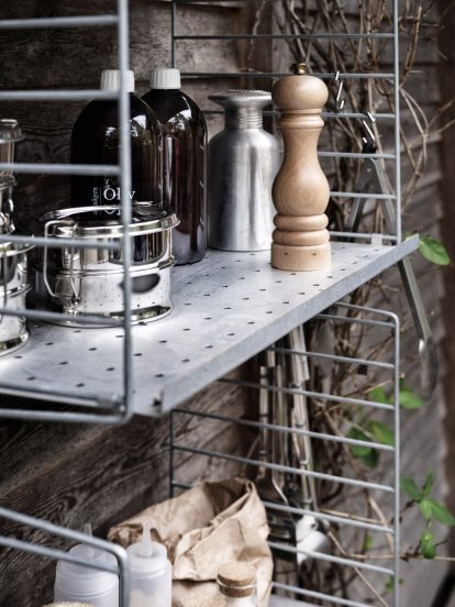 Galvanized metal outdoor shelving