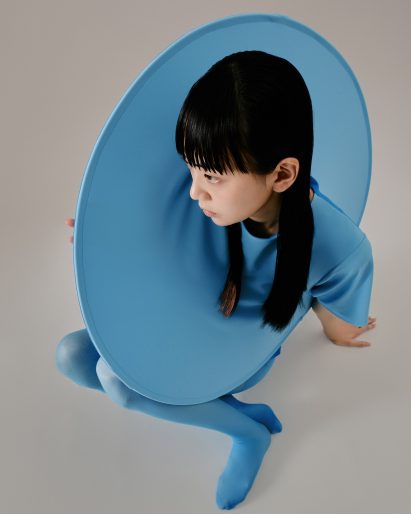 Blue top from Sun Woo's In Between collection