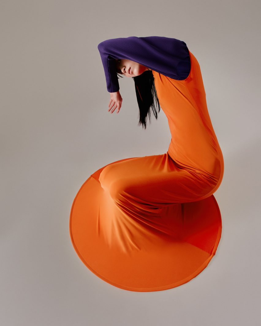 Orange maxi dress from Sun Woo's In Between collection