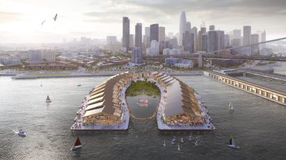 Render of an elevated park called The Cove in San Francisco by EPX2