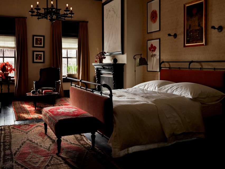 Bedrooms inside The Maker Hotel in Hudson, New York
