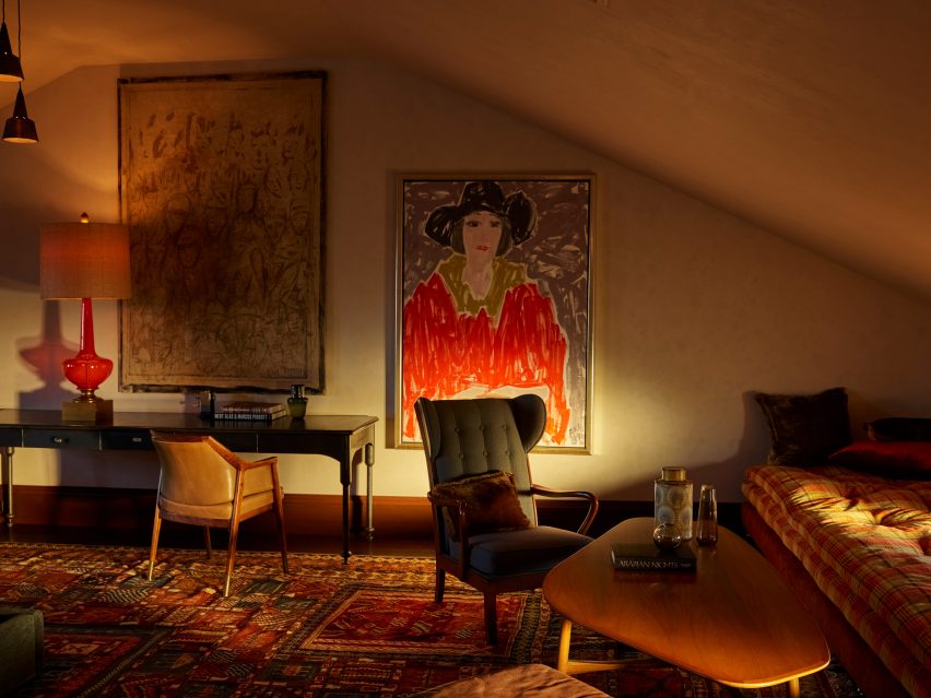 Interiors of The Maker Hotel in Hudson, New York