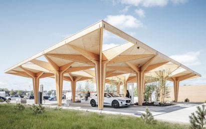 Electric car charging stations in Fredericia and Knudshove by Cobe