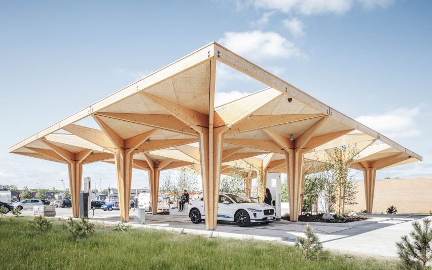 Electric car charging stations in Fredericia and Knudshove by Cobe