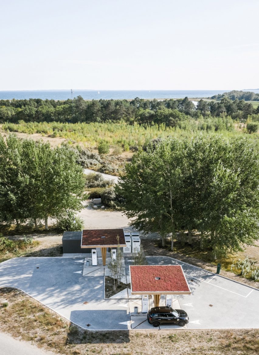 Electric car charging stations in Fredericia and Knudshove by Cobe
