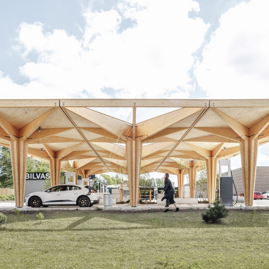 Electric car charging stations in Fredericia and Knudshove by Cobe