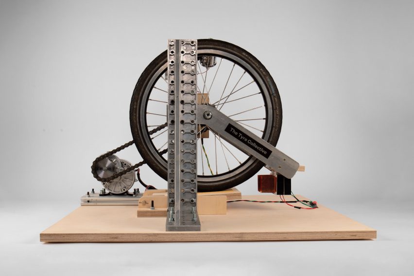 The test rig through which the Tyre Collective's device was tested