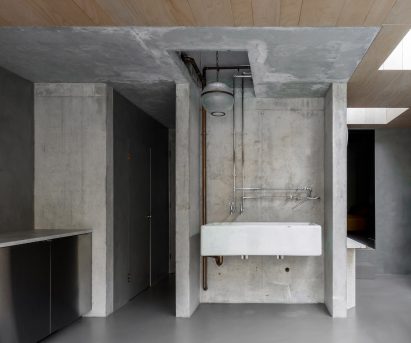 Kitchen sink of Untiled House extension by Szczepaniak Astridge in London