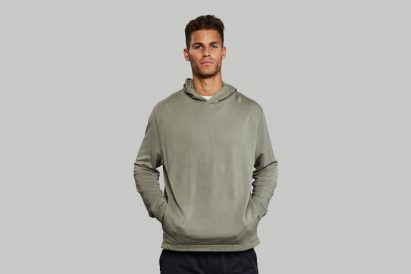 Plant and Pomegranate Hoodie that you can compost in your garden by Vollebak