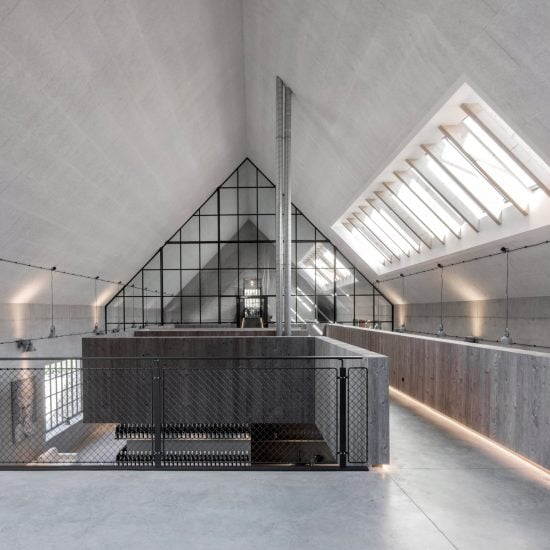 Clemens Strobl winery by Destilat features greyscale interiors