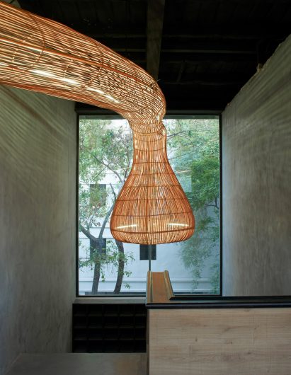 Rattan light feature