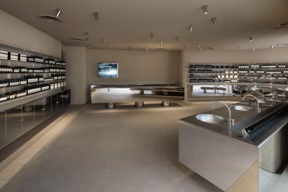 Aesop in Shinjuku features plaster walls and steel fixtures