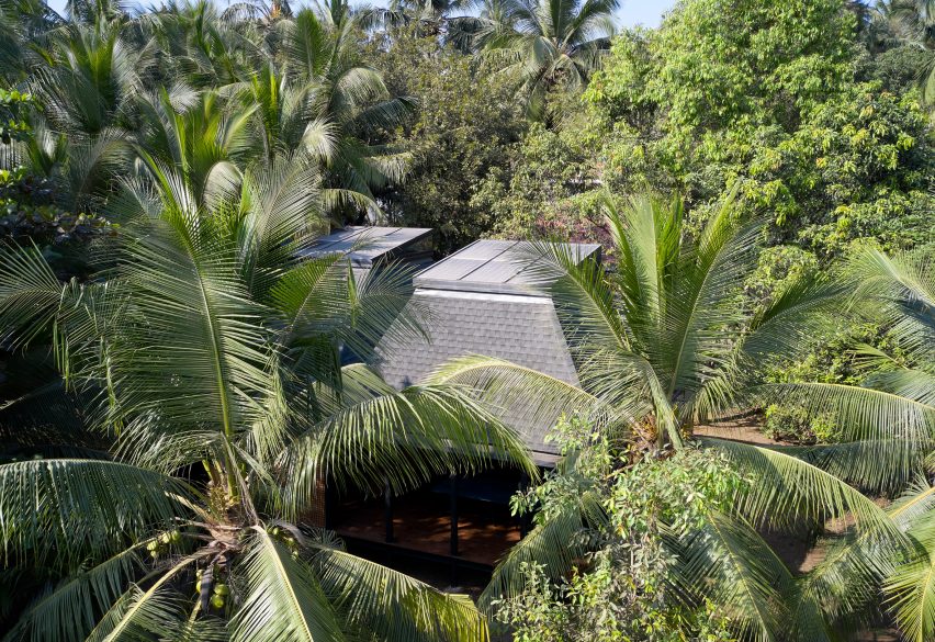 Aerial view of Mumbai Artist Retreat by Architecture Brio in Alibag, India