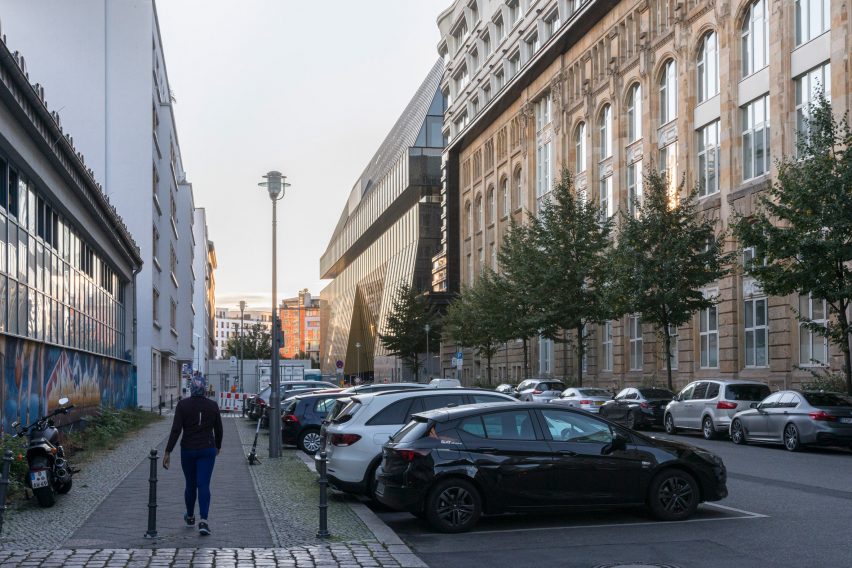 Exterior of Axel Springer building by OMA in Berlin, Germany