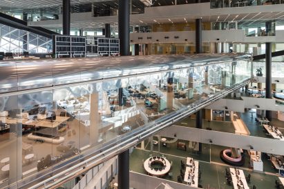 Interior of Axel Springer building by OMA in Berlin, Germany