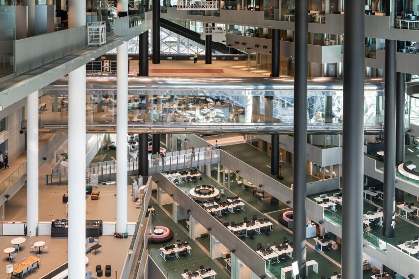Interior of Axel Springer building by OMA in Berlin, Germany