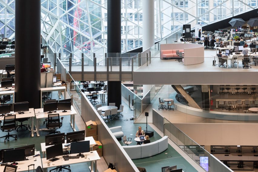 Interior of Axel Springer building by OMA in Berlin, Germany