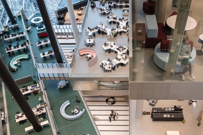 Interior of Axel Springer building by OMA in Berlin, Germany