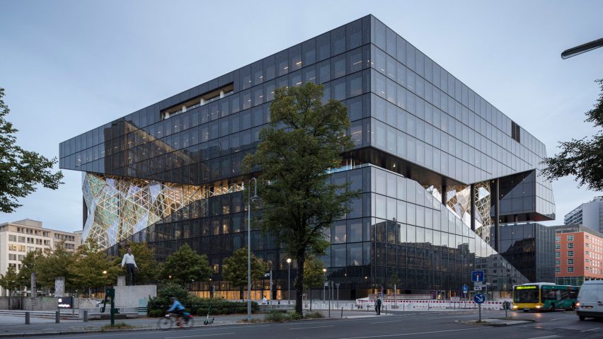 Exterior of Axel Springer building by OMA in Berlin, Germany