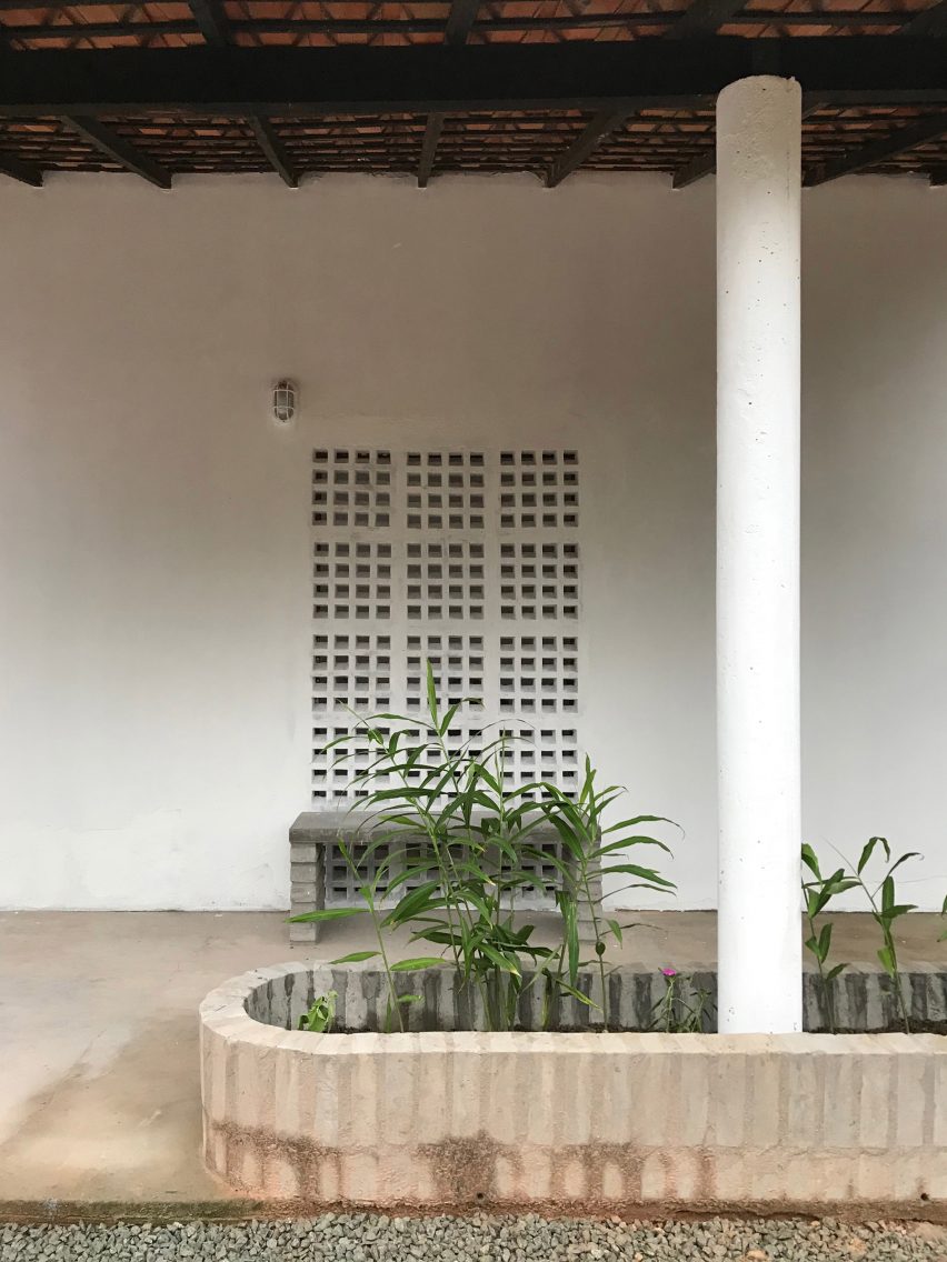 Concrete planter at Babassu flour factory by Estudio Flume