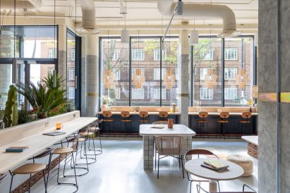 Reception of Bermonds Locke hotel in London designed by Holloway Li