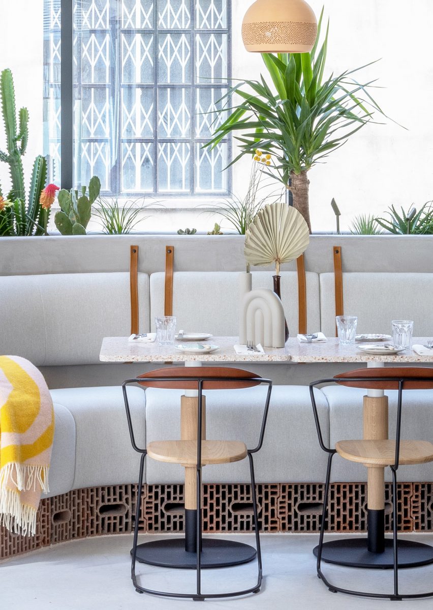 Restaurant inside London's Bermonds Locke hotel designed by Holloway Li