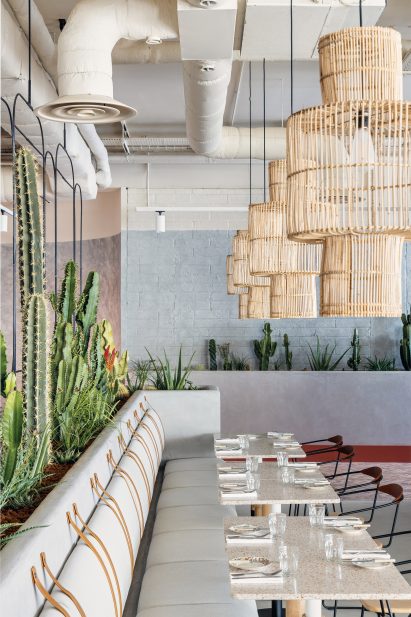 Restaurant inside London's Bermonds Locke hotel designed by Holloway Li