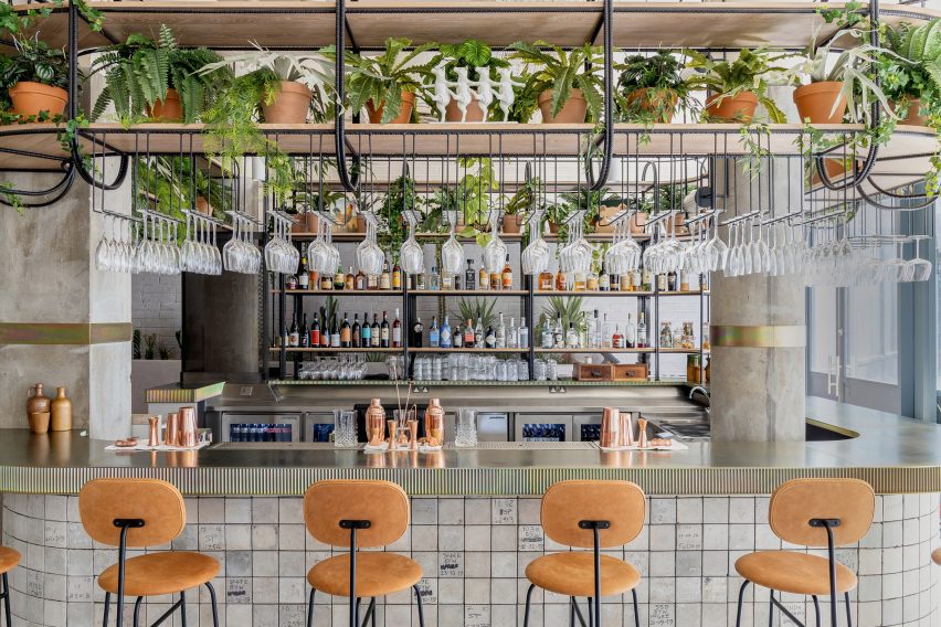Restaurant inside London's Bermonds Locke hotel designed by Holloway Li