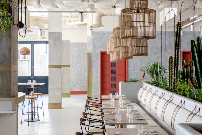 Restaurant inside London's Bermonds Locke hotel designed by Holloway Li
