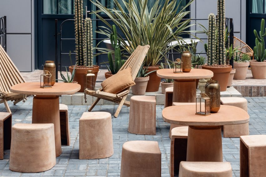 Courtyard of London's Bermonds Locke hotel designed by Holloway Li