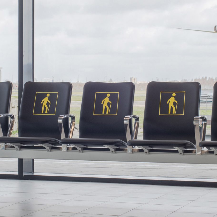 Richard Hutten melts down Schiphol airport's old chairs for new Blink seating system with Lensvelt