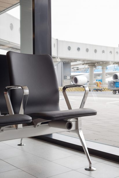 Richard Hutten melts down Schiphol airport's old chairs for new Blink seating system with Lensvelt