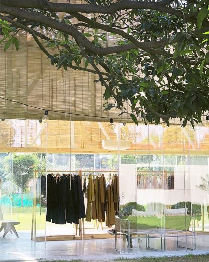 Bamboo screens cover Bodice flagship in New Delhi