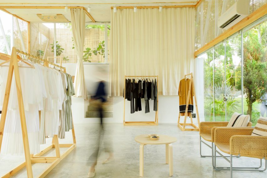 Furniture in Bodice's New Delhi flagship are made from natural materials