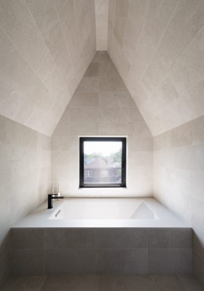 bathroom with grey tiles