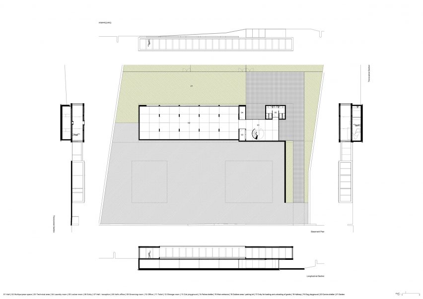 Plans of Canine and feline hotel by Raulino Silva Arquitecto
