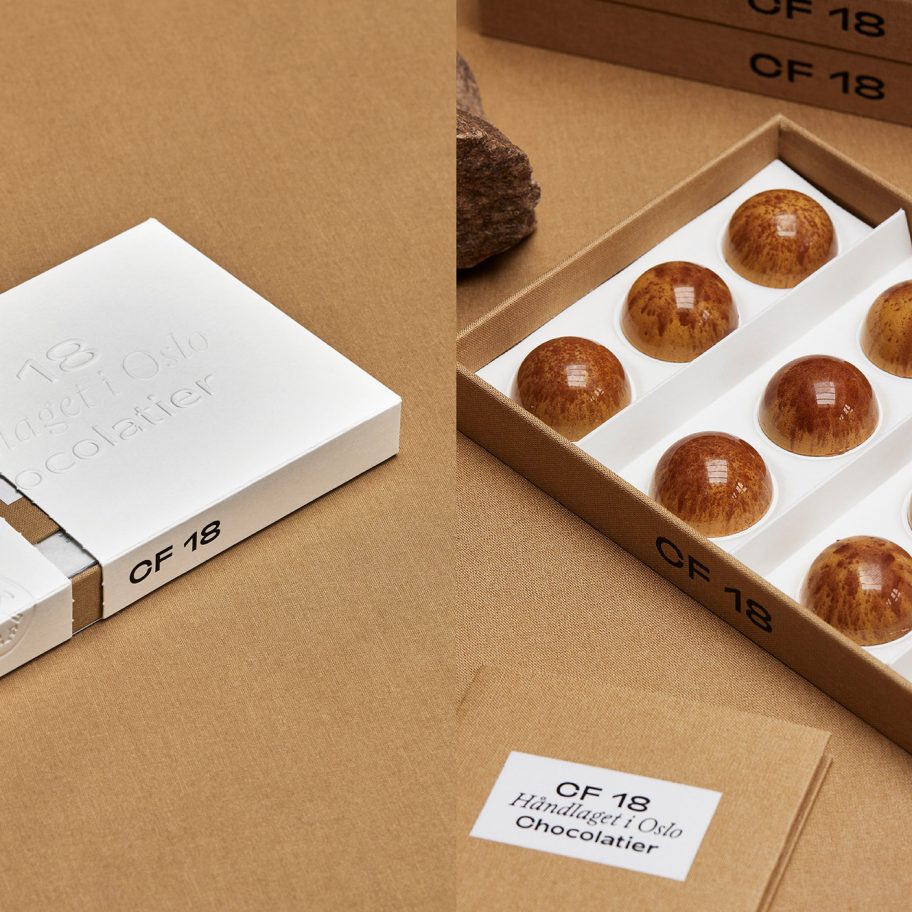 OlssønBarbieri cuts out plastic in minimalist CF18 Chocolatier packaging
