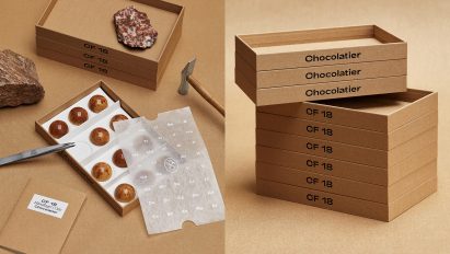 OlssønBarbieri cuts out plastic in minimalist CF18 Chocolatier packaging