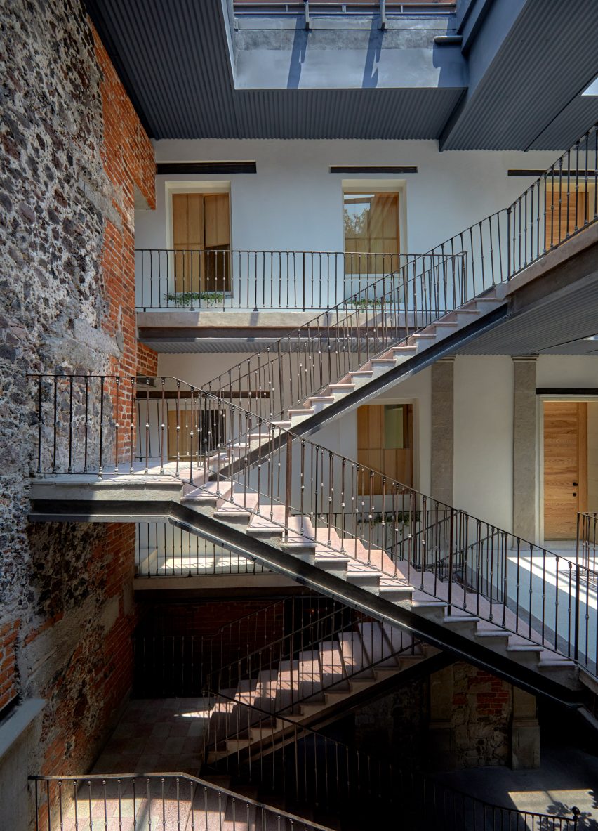 Staircase of Circulo Mexicano hotel in Mexico City by Ambrosi Etchegaray