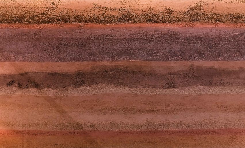 Walls covered with Rammed Earth Finishes clay plaster by Clayworks