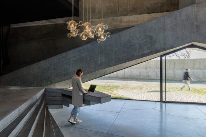 Reception desk of Coffee Production Plant by Giorgi Khmaladze Architects