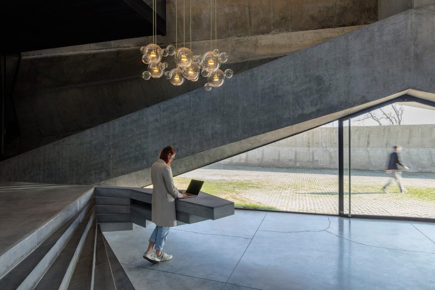 Reception desk of Coffee Production Plant by Giorgi Khmaladze Architects