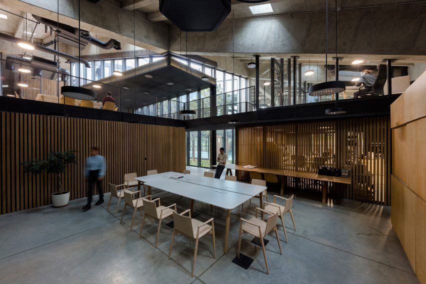 Meeting room of Coffee Production Plant by Giorgi Khmaladze Architects