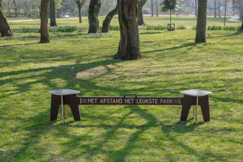 Corona Crisis Kruk, a social distancing bench by Object Studio