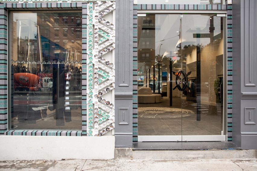 Recycled cans cover Daily Paper store in New York