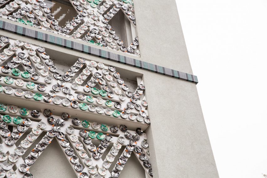 Recycled cans cover Daily Paper store in New York