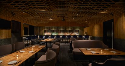 Bamboo ceiling features inside Dongshang bar