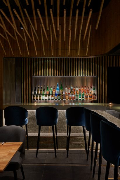 Bamboo ceiling features inside Dongshang bar