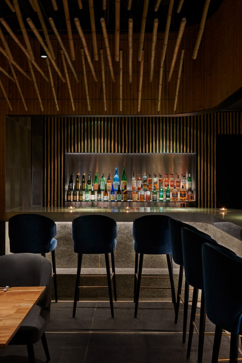 Bamboo ceiling features inside Dongshang bar